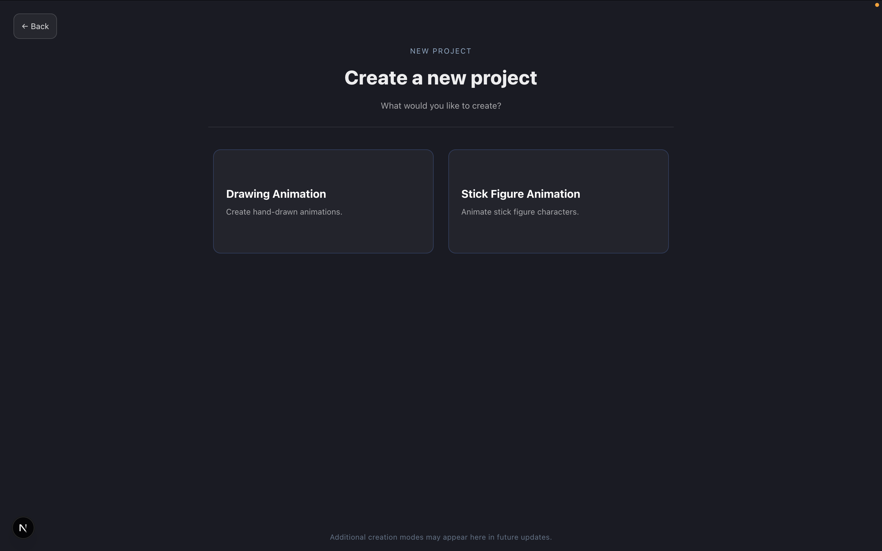 Diamond Animator new project selection