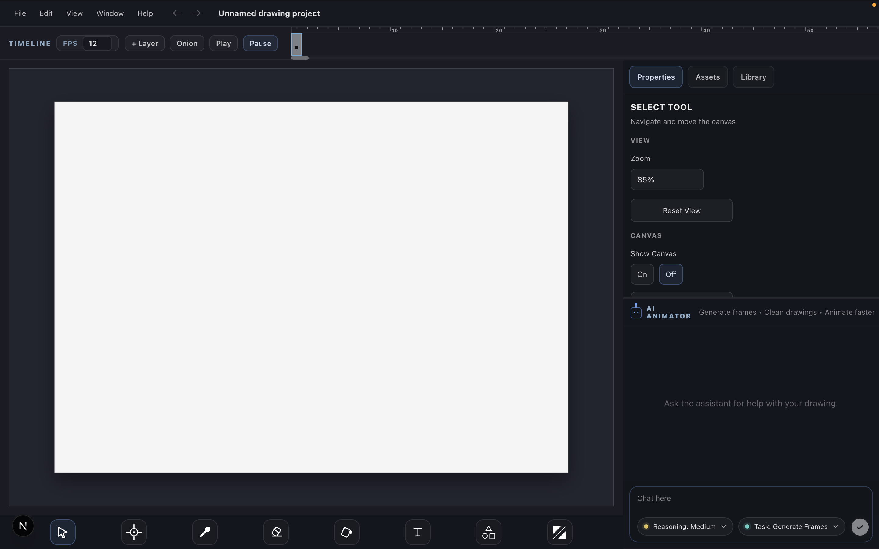 Diamond Animator drawing workspace preview